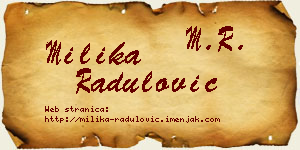 Milika Radulović vizit kartica